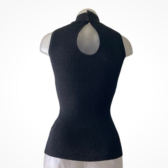 VTG 1990's Cache Women Stretch Knit Sleeveless Silver Sequin Top Size Medium - Picture 3 of 12